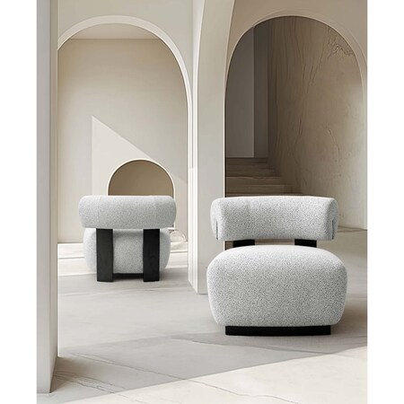 Manhattan Comfort Bartow Accent Chair in Ivory and Black, 2PK 2-AC017-IB